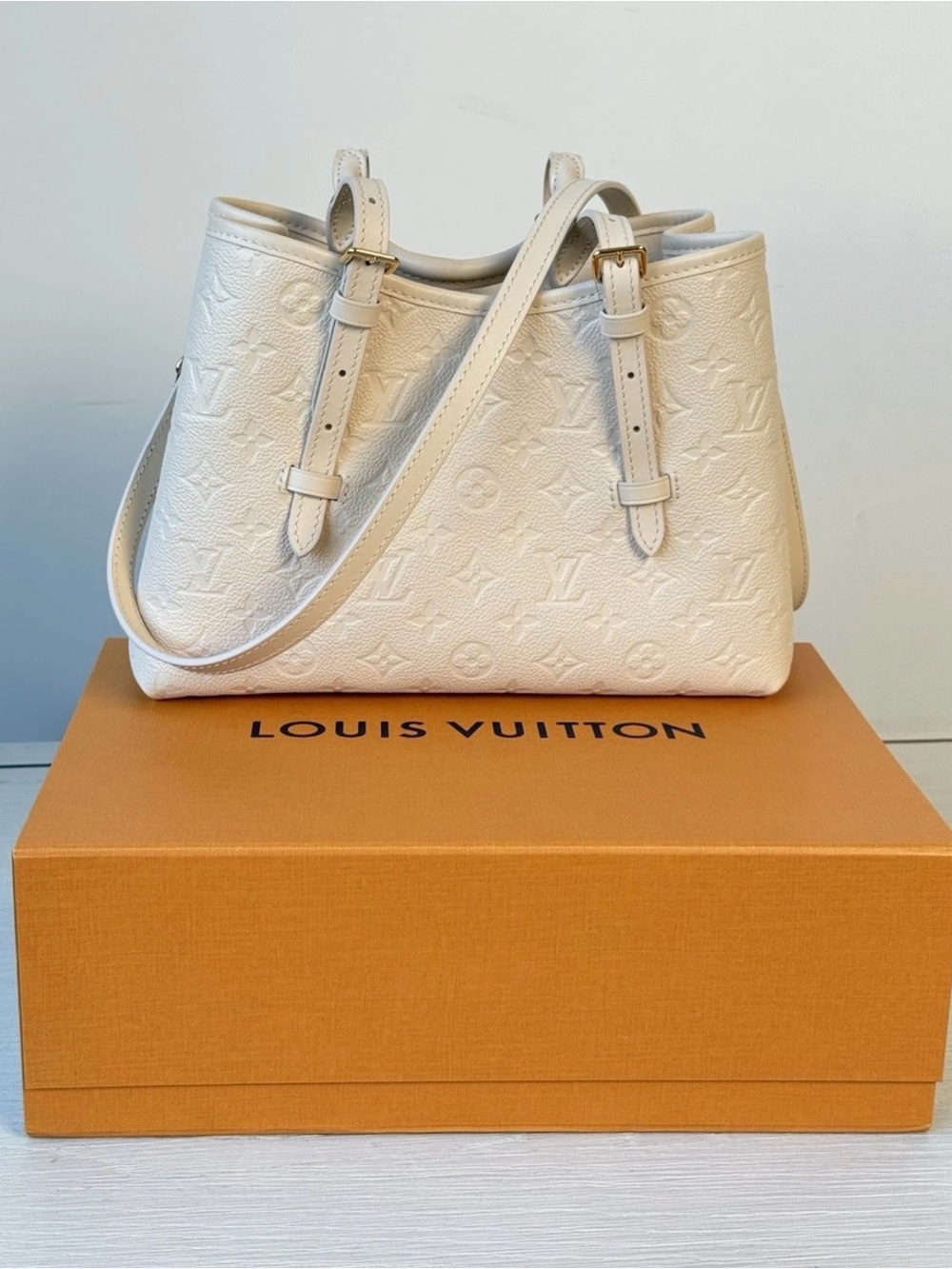Louis Vuitton Babylone Monogram Empreinte Leather Shoulder Bag Ivory